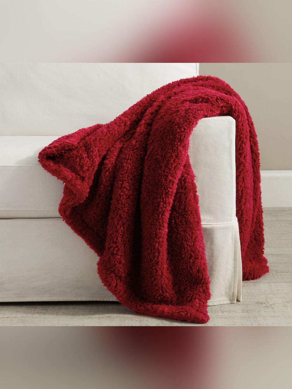 Pottery Barn Plush Red Sherpa Throw Blanket - Cozy Home Bedding, 50x60